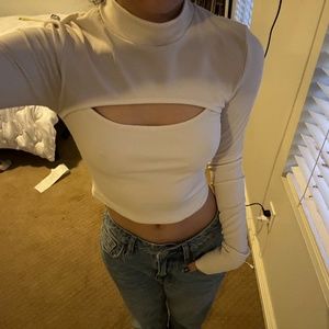 cream mock neck long sleeve